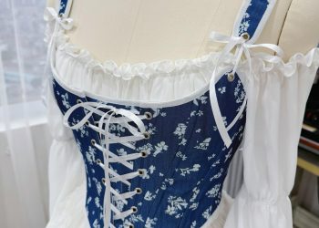 Mẫu corset vải thô xanh tại Maya DIY