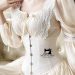 Corset trắng under bust tinh tế thiết kế bởi Maya DIY - Corset cổ điển với chi tiết ren mềm mại và khóa buộc phía trước